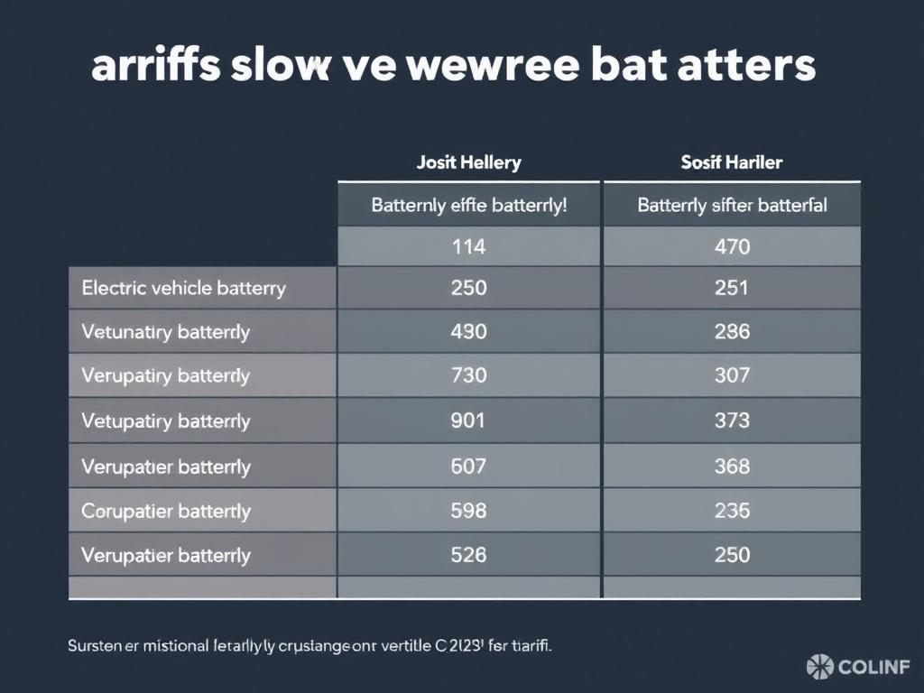     Tariffs on electric vehicle batteries. A quick comparative table of illustrative tariff scenarios